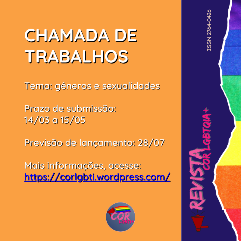 CHAMADA 3ª EDIÇÃO DA REVISTA COR LGBTQIA+ – GÊNEROS E SEXUALIDADES