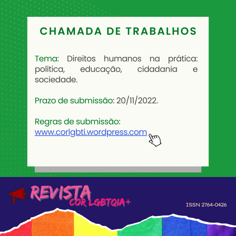 CHAMADA DE TRABALHOS – 4ª EDIÇÃO DA REVISTA COR LGBTQIA+